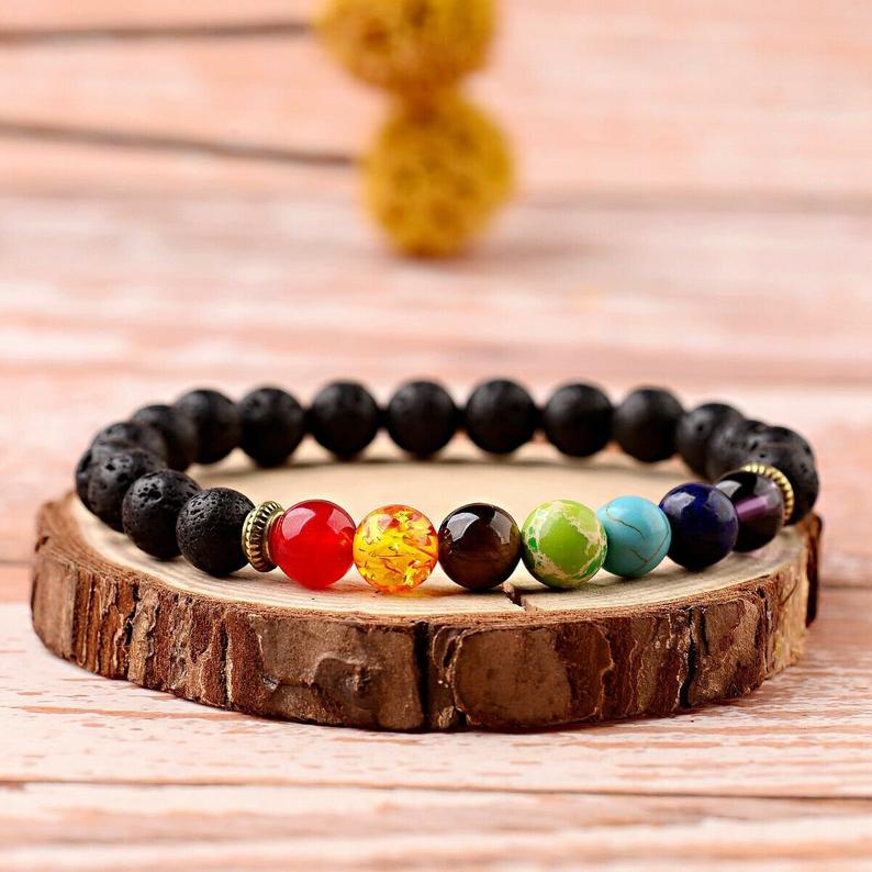 8mm Beads Lava Rock 7 Chakra bracelets