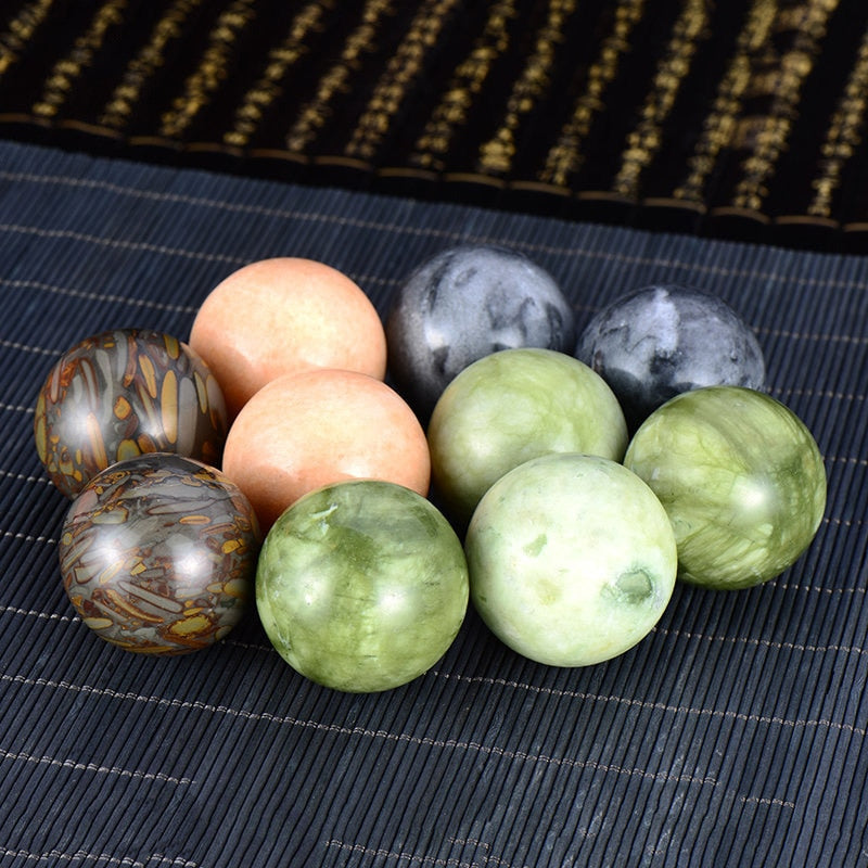 1Pair 50mm Natural Jade Baoding Ball Fitness Handball Quartz Sphere