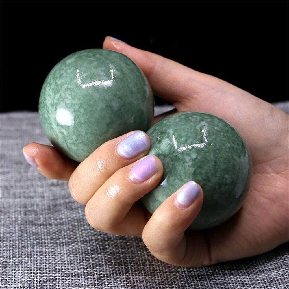 1Pair 50mm Natural Jade Baoding Ball Fitness Handball Quartz Sphere