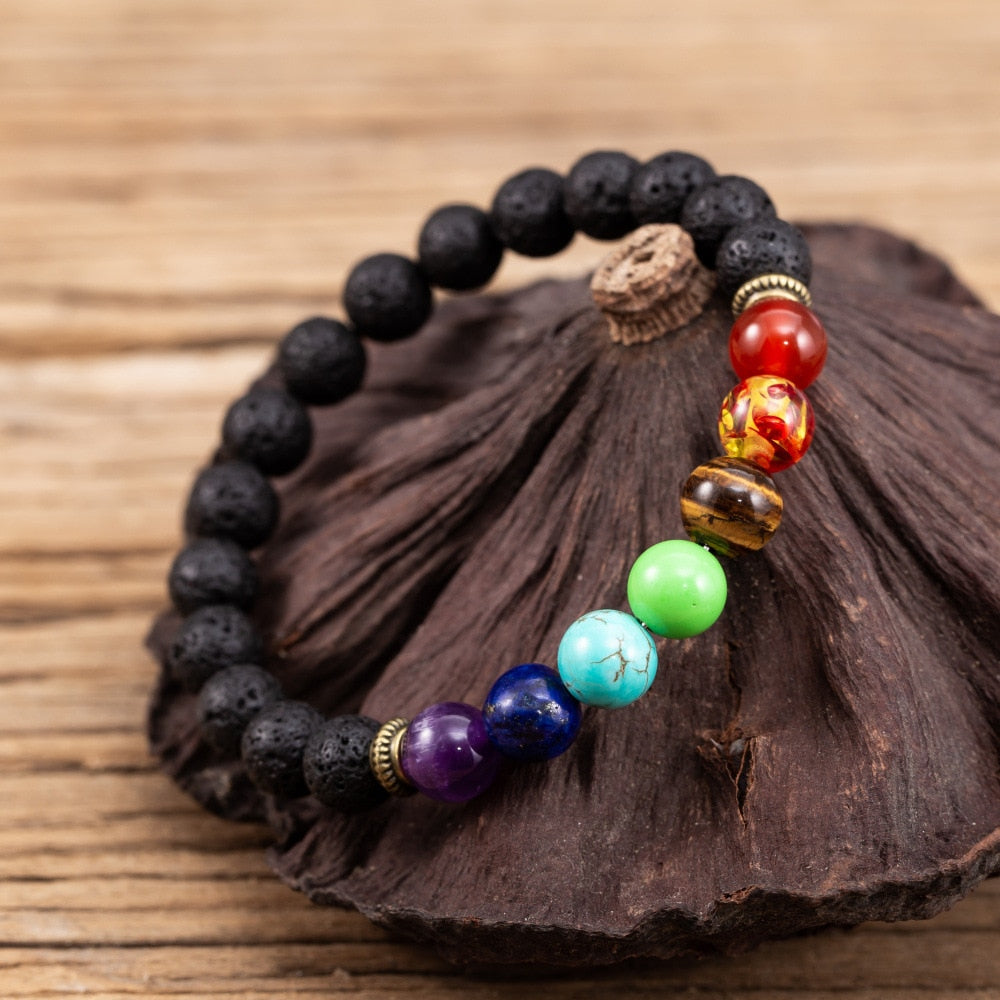 8mm Beads Lava Rock 7 Chakra bracelets