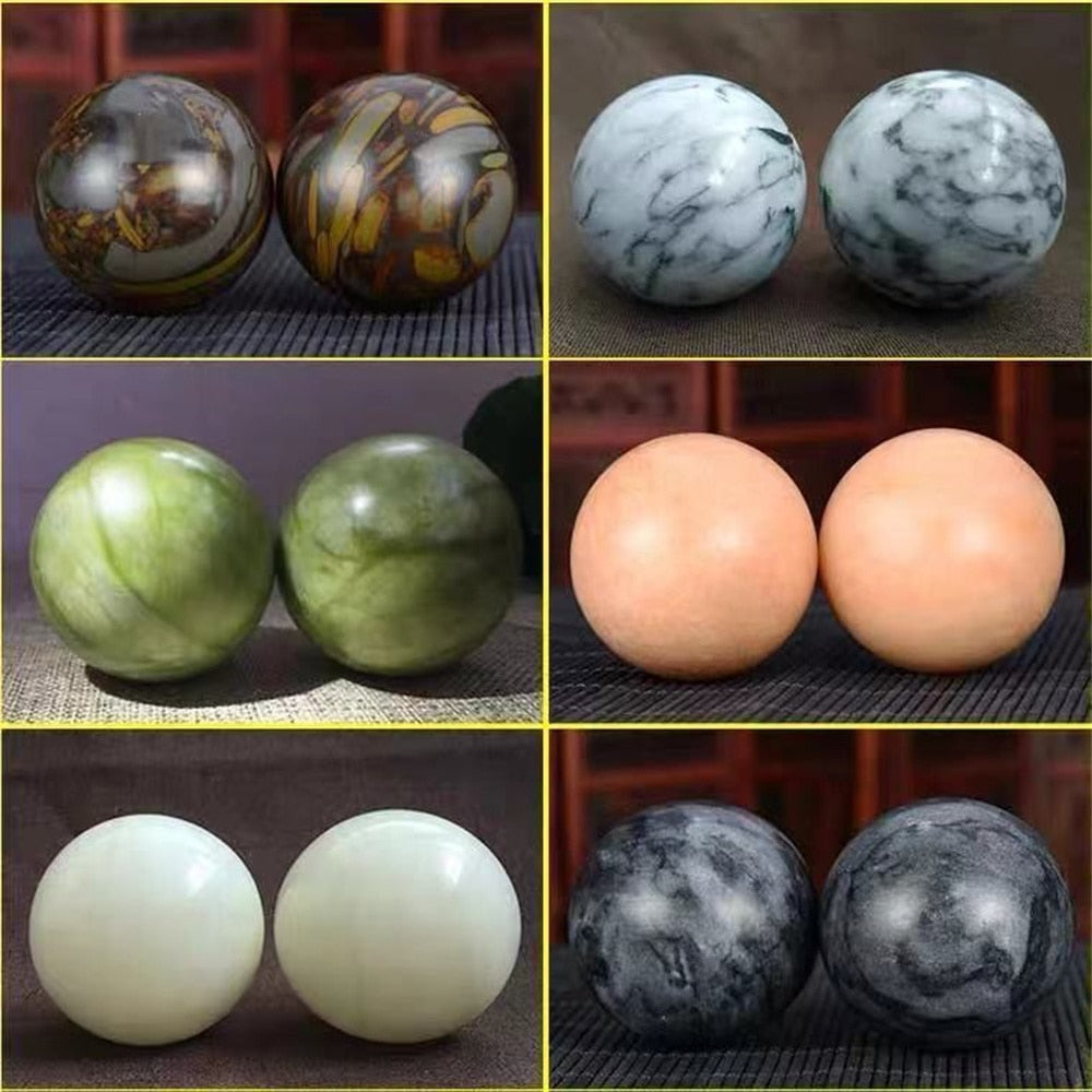 1Pair 50mm Natural Jade Baoding Ball Fitness Handball Quartz Sphere