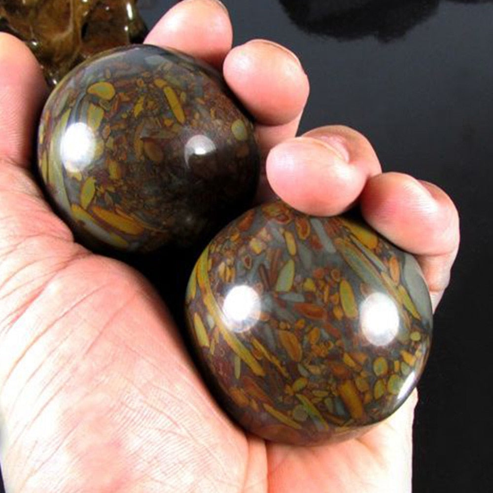 1Pair 50mm Natural Jade Baoding Ball Fitness Handball Quartz Sphere