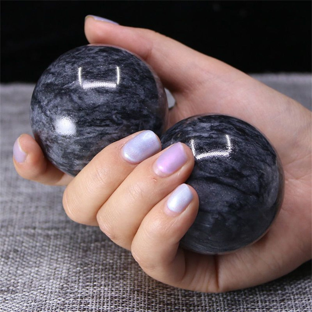 1Pair 50mm Natural Jade Baoding Ball Fitness Handball Quartz Sphere