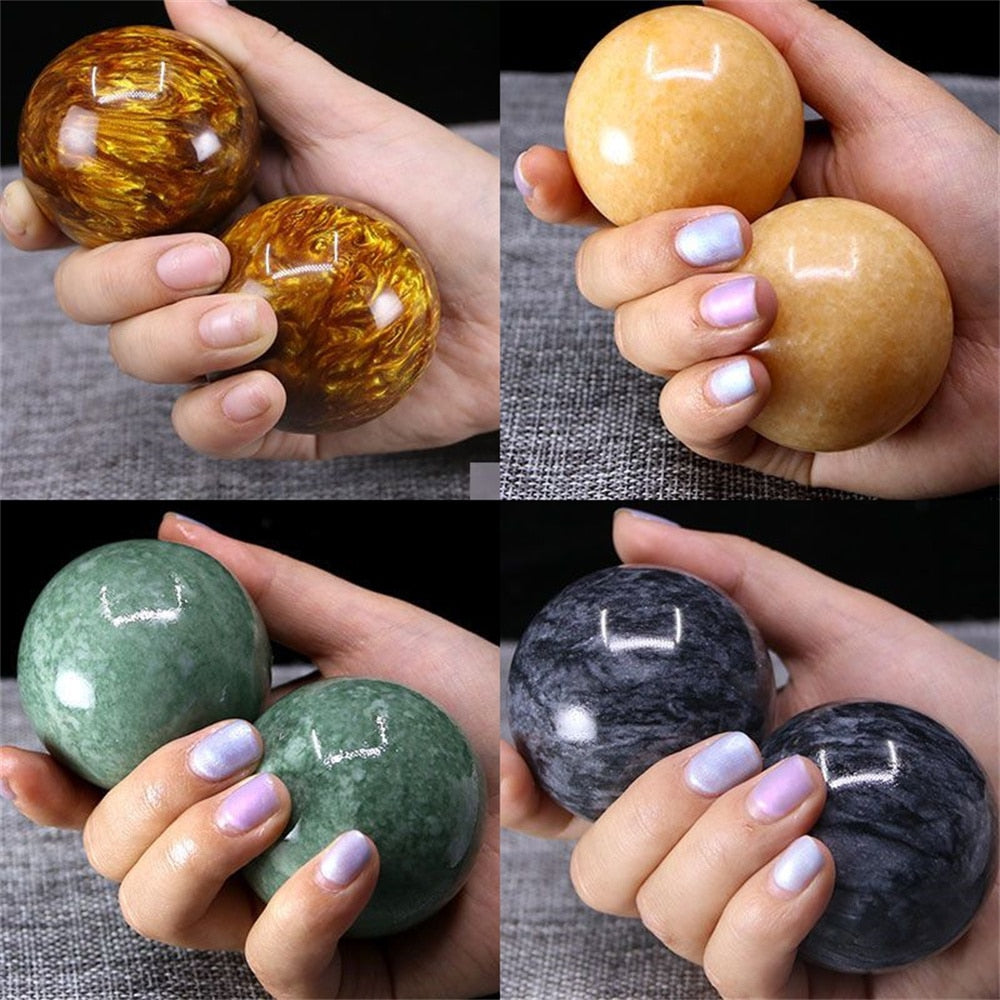 1Pair 50mm Natural Jade Baoding Ball Fitness Handball Quartz Sphere