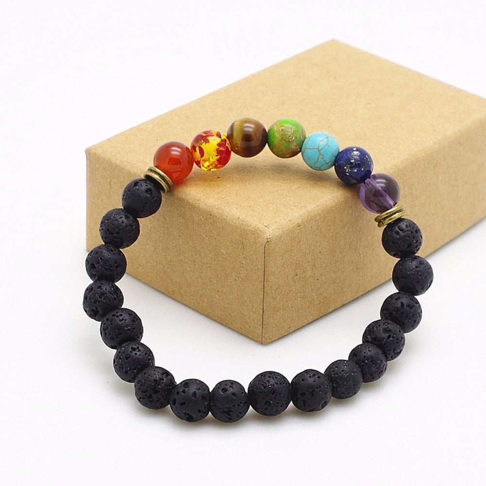 8mm Beads Lava Rock 7 Chakra bracelets