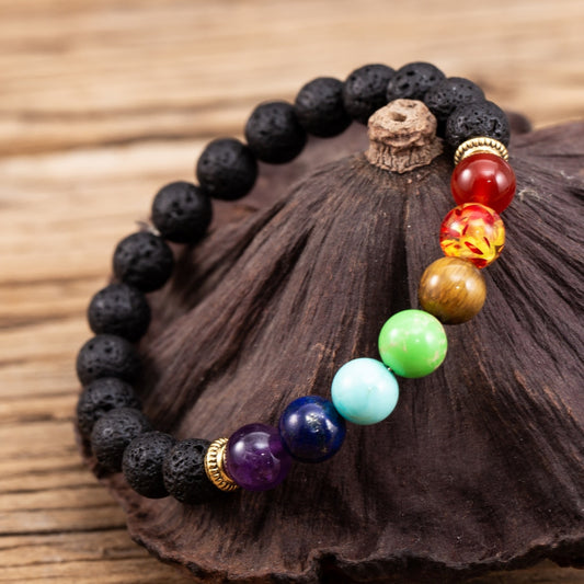 8mm Beads Lava Rock 7 Chakra bracelets